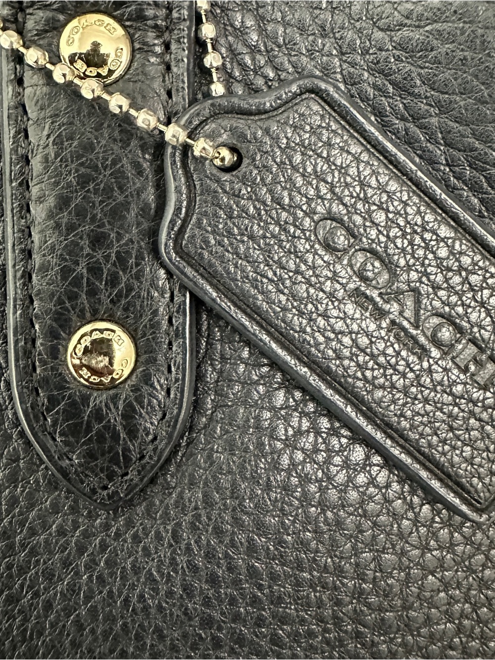 Coach Pebble Leather Turn Lock Tote Black | F12134 | Women’s Tote Purse - Picture 4 of 10